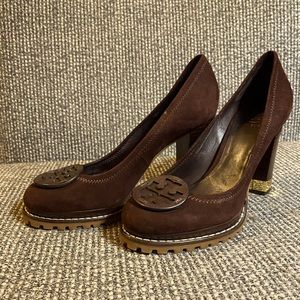 Tory Burch Dark Brown Suede Platform Heels Size 6.5